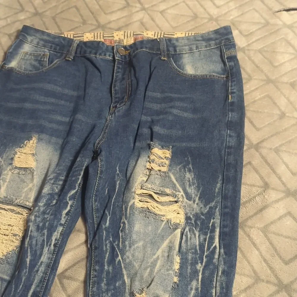 super baggy unisex destroyed jeans‎